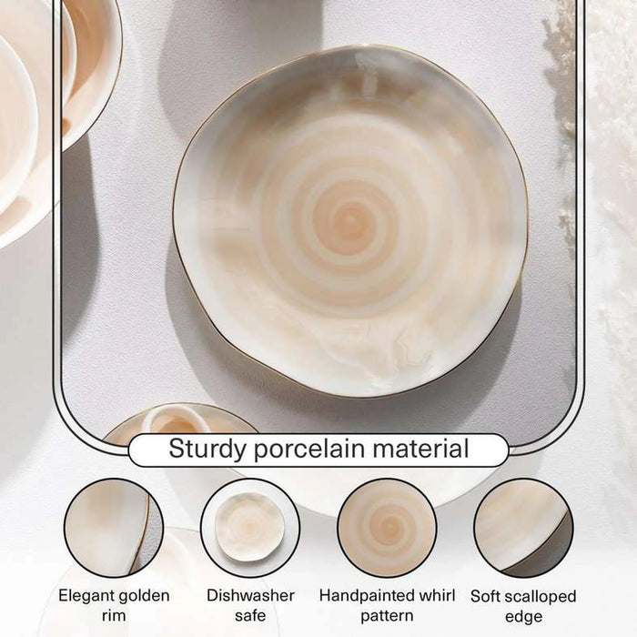 Color Whirl Porcelain Side Plate Dia21Cm -Beige