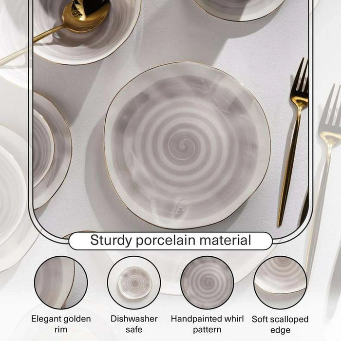 Color Whirl Porcelain Side Plate Dia21Cm -Grey