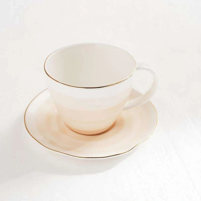 Color Whirl Porcelain Tea Cup And Saucer 225Ml -Beige