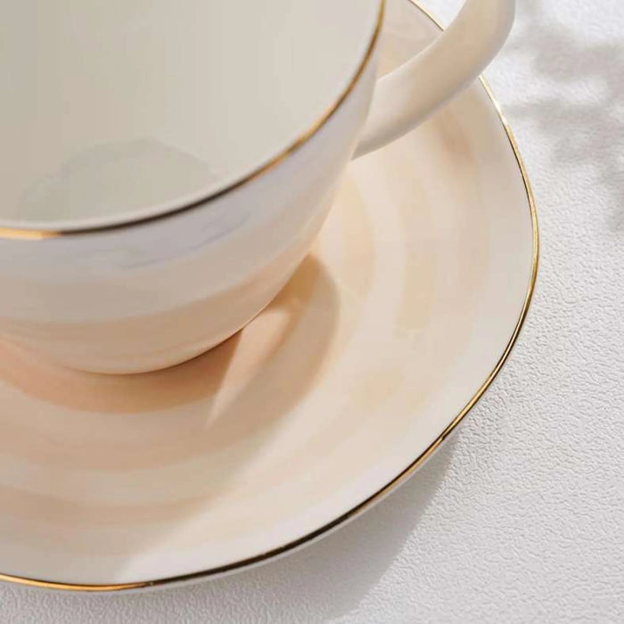 Color Whirl Porcelain Tea Cup And Saucer 225Ml -Beige