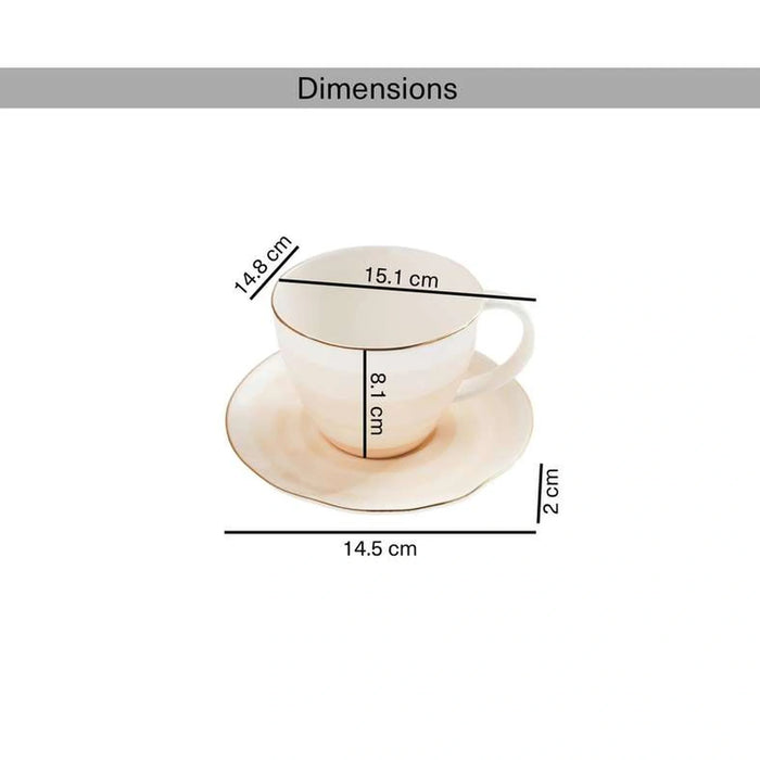 Color Whirl Porcelain Tea Cup And Saucer 225Ml -Beige