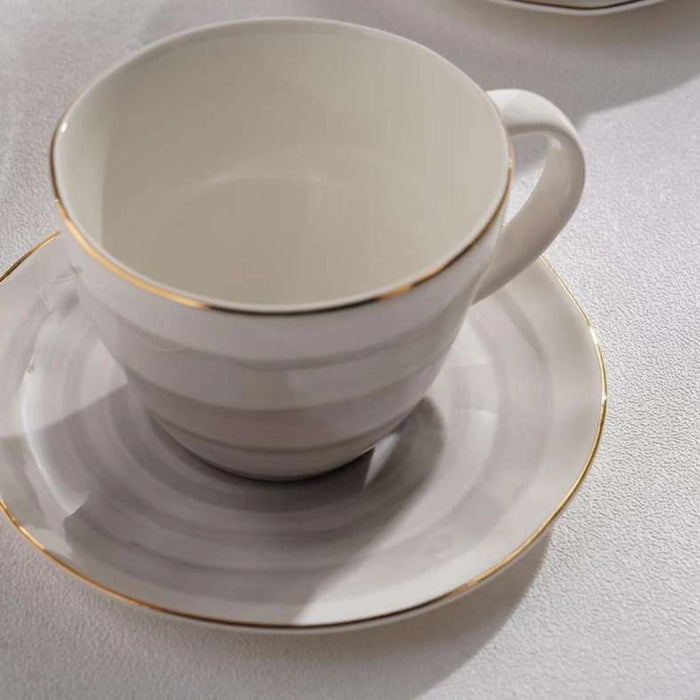 Color Whirl Porcelain Tea Cup And Saucer 225Ml -Grey