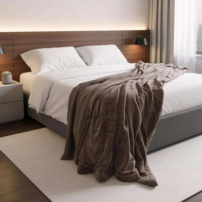 Comfy Cashmere Reversible Blanket 150X200Cm - Brown Pan Home