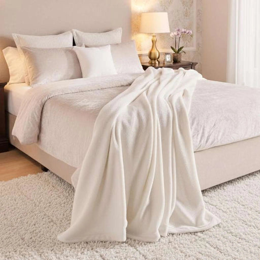 Comfy Cashmere Reversible Blanket 220X240Cm - Off White Pan Home