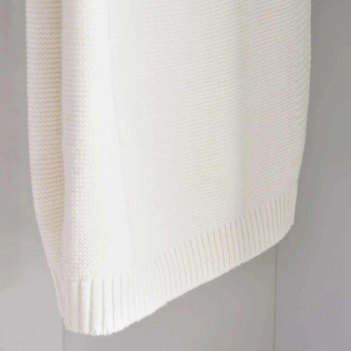 Comfy Soft Cable Knit Baby Blanket - White Pan Home