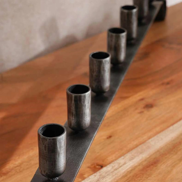 Conley Metal  Seven Taper Candle Holder 75X4X10Cm- Grey Antique