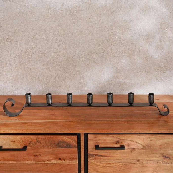 Conley Metal  Seven Taper Candle Holder 75X4X10Cm- Grey Antique
