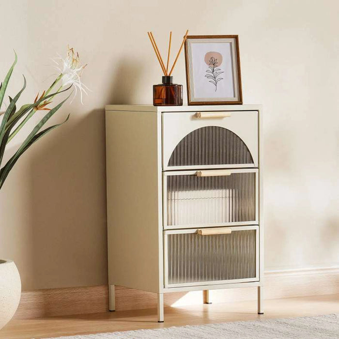 Cooper Display Cabinet With 3 Drawer Metal - Cream