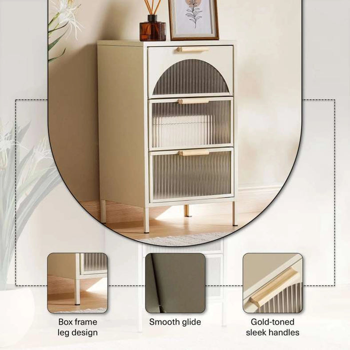 Cooper Display Cabinet With 3 Drawer Metal - Cream