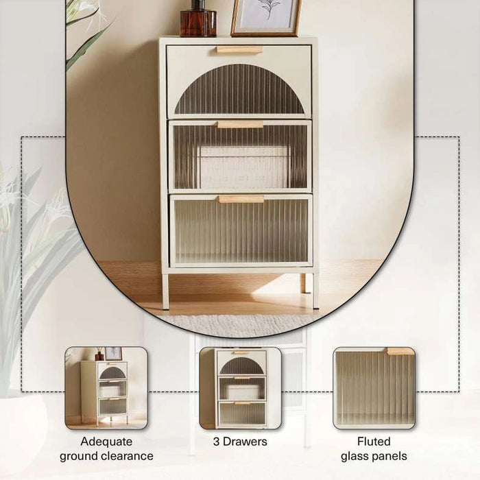 Cooper Display Cabinet With 3 Drawer Metal - Cream