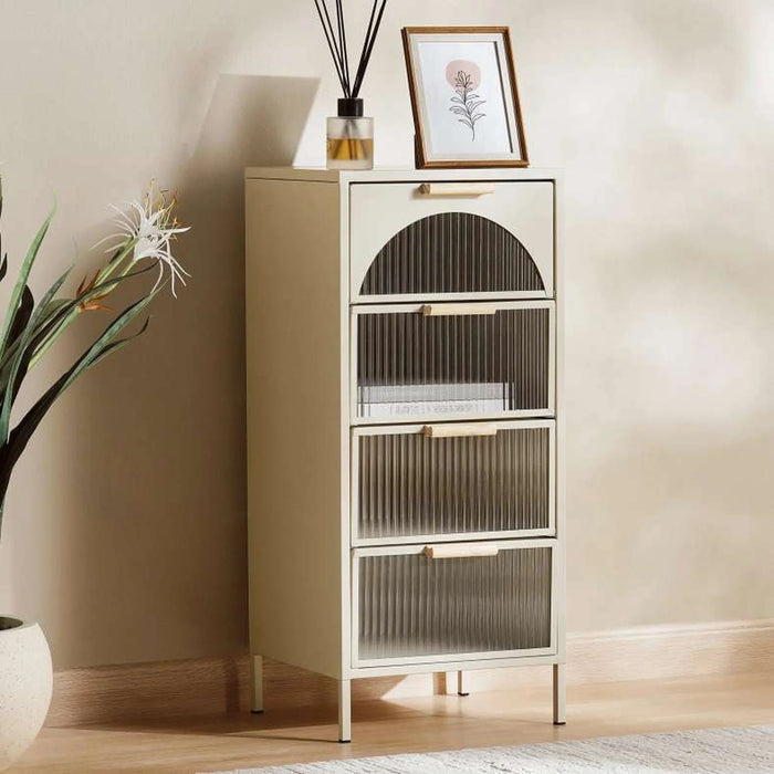 Cooper Display Cabinet With 4 Drawer Metal - Cream