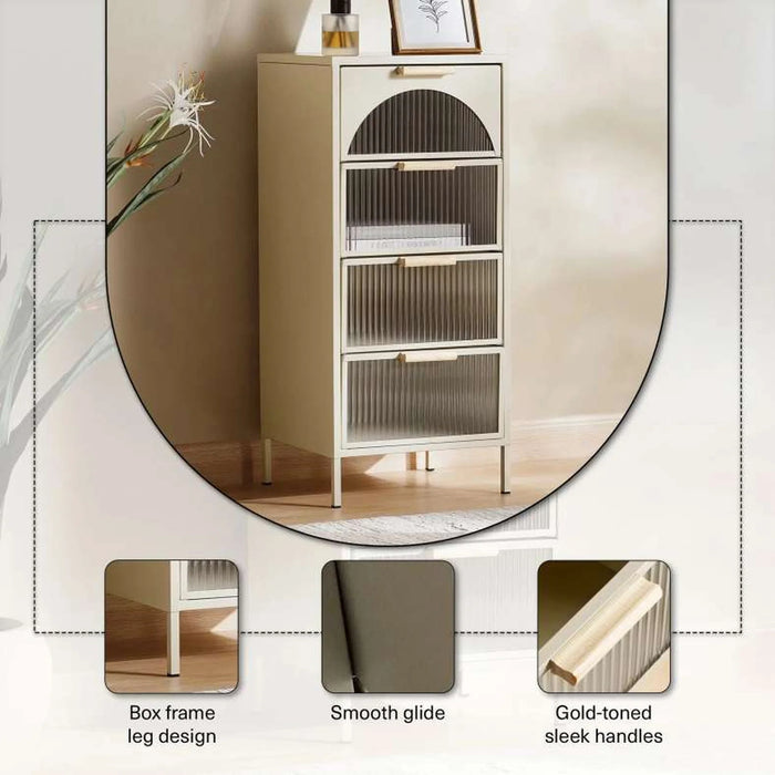 Cooper Display Cabinet With 4 Drawer Metal - Cream