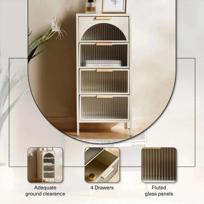 Cooper Display Cabinet With 4 Drawer Metal - Cream