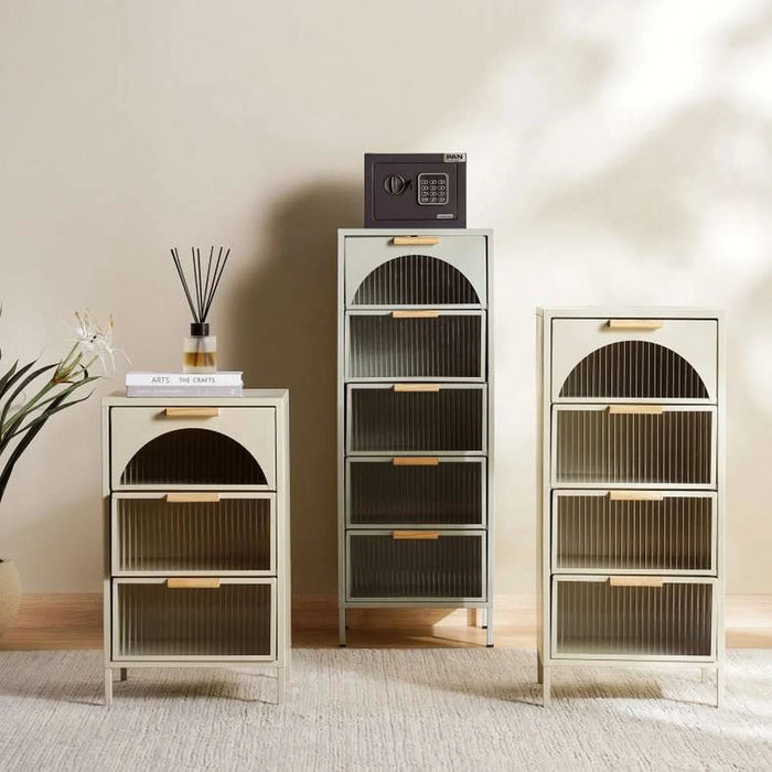 Cooper Display Cabinet With 4 Drawer Metal - Cream
