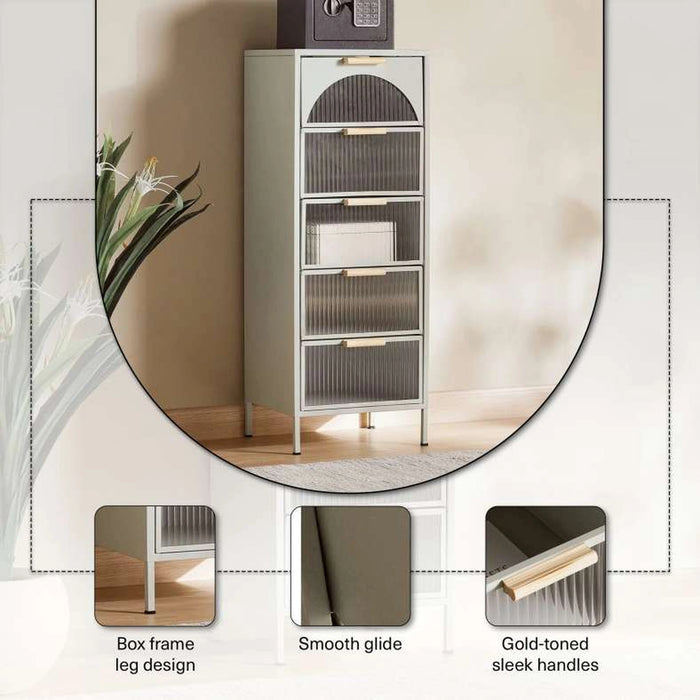 Cooper Display Cabinet With 5 Drawer Metal - Blue