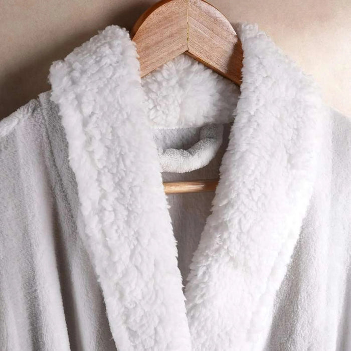 Coral Cozy Stripe Robe Mid/Large -Grey/White Pan Home