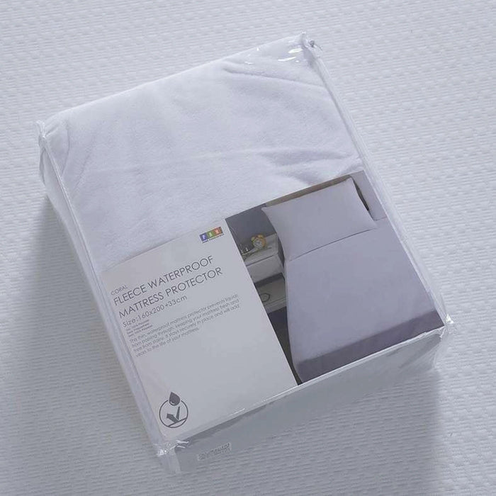 Coral Fleece Waterproof Mattress Protector -White Pan Home