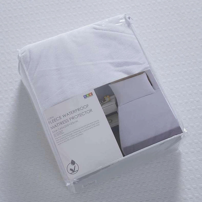 Coral Fleece Waterproof Mattress Protector 200X200+33cm-White Pan Home
