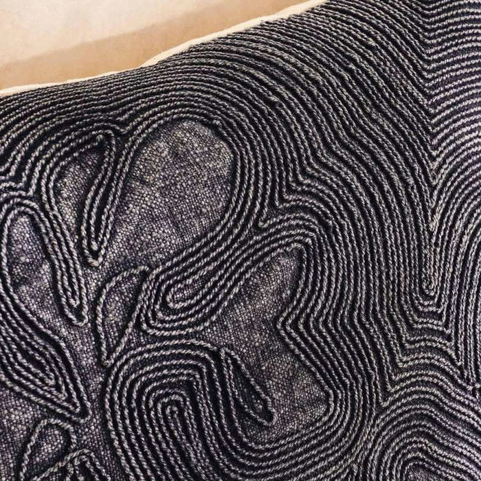 Corded Linen Embellished Down Feel Filled Cushion 50X50Cm - Iron Pan Home