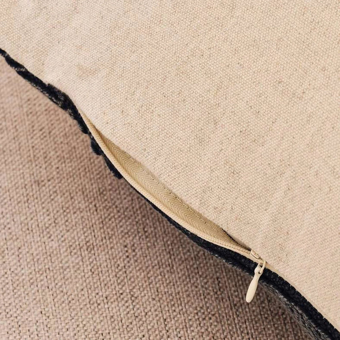 Corded Linen Embellished Down Feel Filled Cushion 50X50Cm - Iron Pan Home