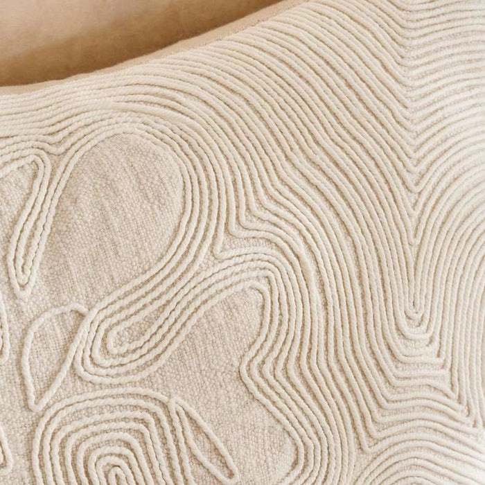 Corded Linen Embellished Down Feel Filled Cushion 50X50Cm - Ivory Pan Home