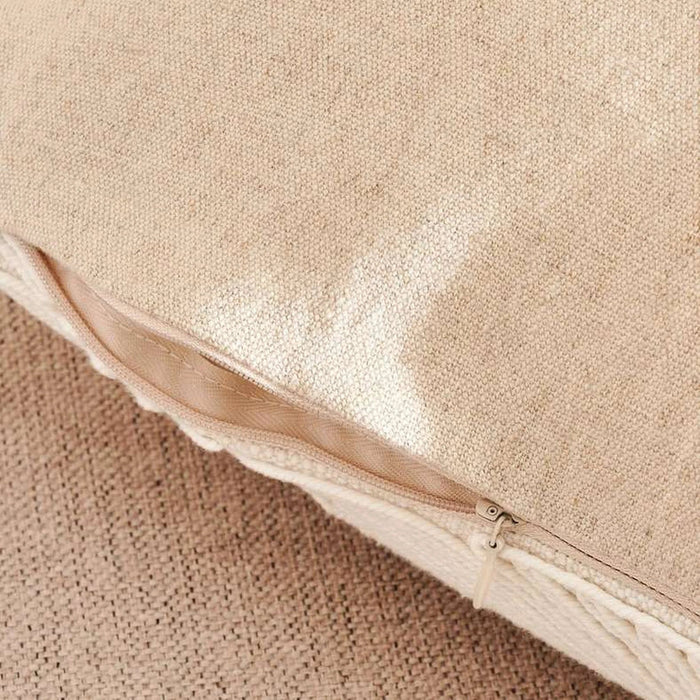 Corded Linen Embellished Down Feel Filled Cushion 50X50Cm - Ivory Pan Home