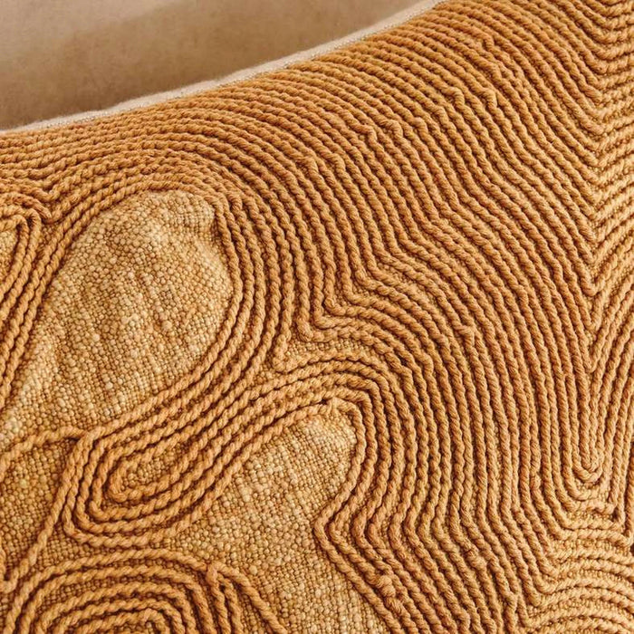 Corded Linen Embellished Down Feel Filled Cushion 50X50Cm - Tobacco Pan Home