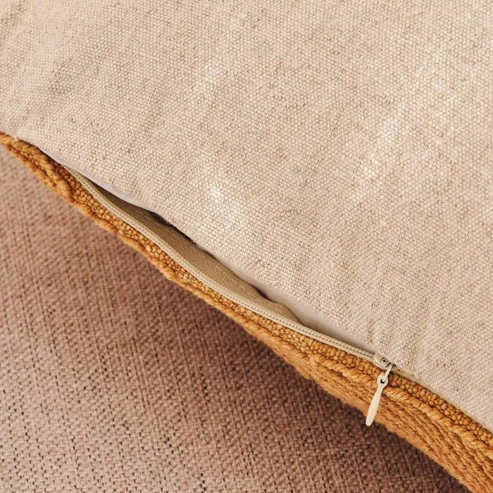 Corded Linen Embellished Down Feel Filled Cushion 50X50Cm - Tobacco Pan Home