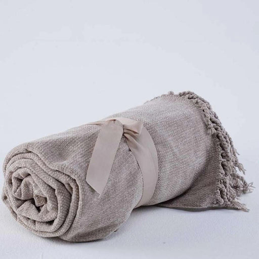 Cormac Chenille Throw With Fringes 140X190Cm-Beige Pan Home