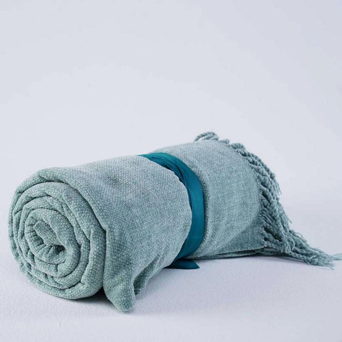 Cormac Chenille Throw With Fringes 140X190cm-Duck Egg Pan Home