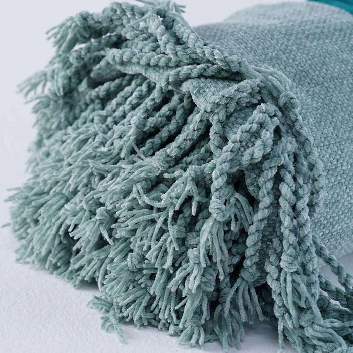 Cormac Chenille Throw With Fringes 140X190cm-Duck Egg Pan Home