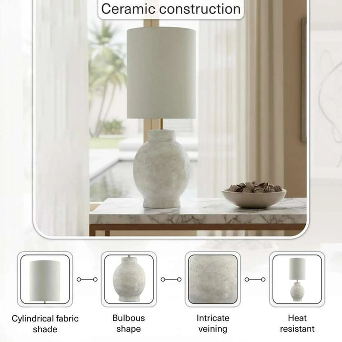 Cornet E27 Ceramic Table Lamp 35X90Cm - Grey