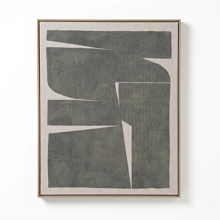 cornice fabric canvas framed wall art 80x100cm - green