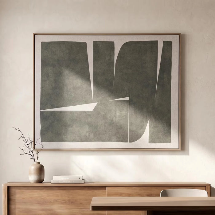 cornice fabric canvas framed wall art 80x100cm - green