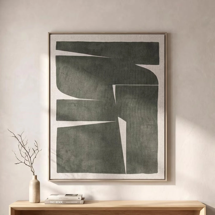 cornice fabric canvas framed wall art 80x100cm - green