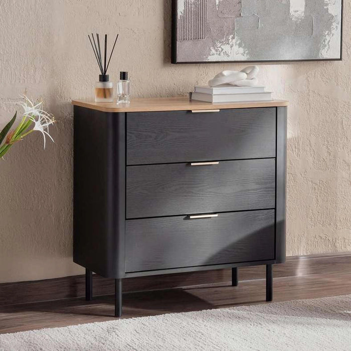 Cortez Chest Of Drawers With 3 Drawer - Natural Black Pan Home