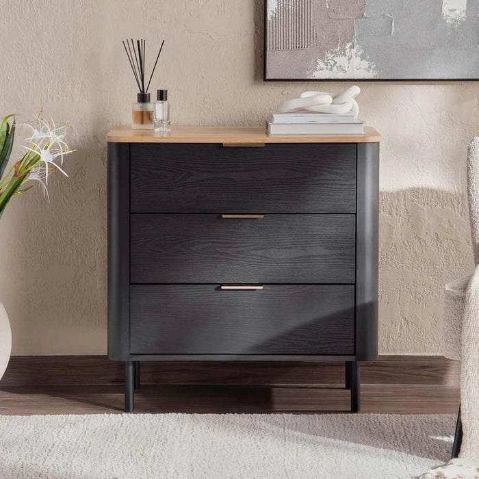 Cortez Chest Of Drawers With 3 Drawer - Natural Black Pan Home