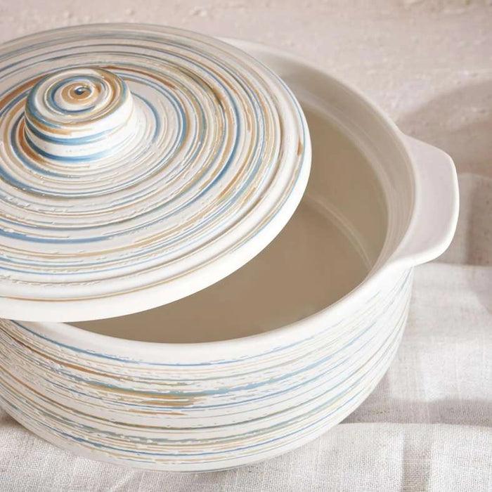 Cosette Spiral Textured Casserole 1.4L - White & Blue