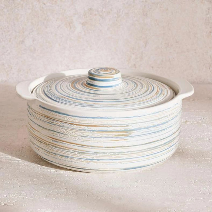 Cosette Spiral Textured Casserole 1.4L - White & Blue