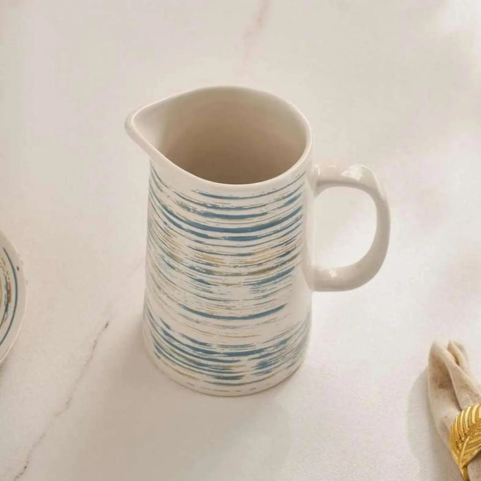 Cosette Spiral Textured Pitcher 1L - White & Blue Pan Home