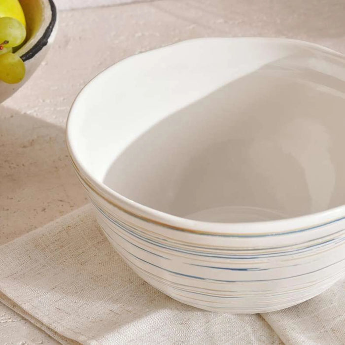 Cosette Spiral Textured Serving Bowl Dia20.7X10.9Cm - White & Blue