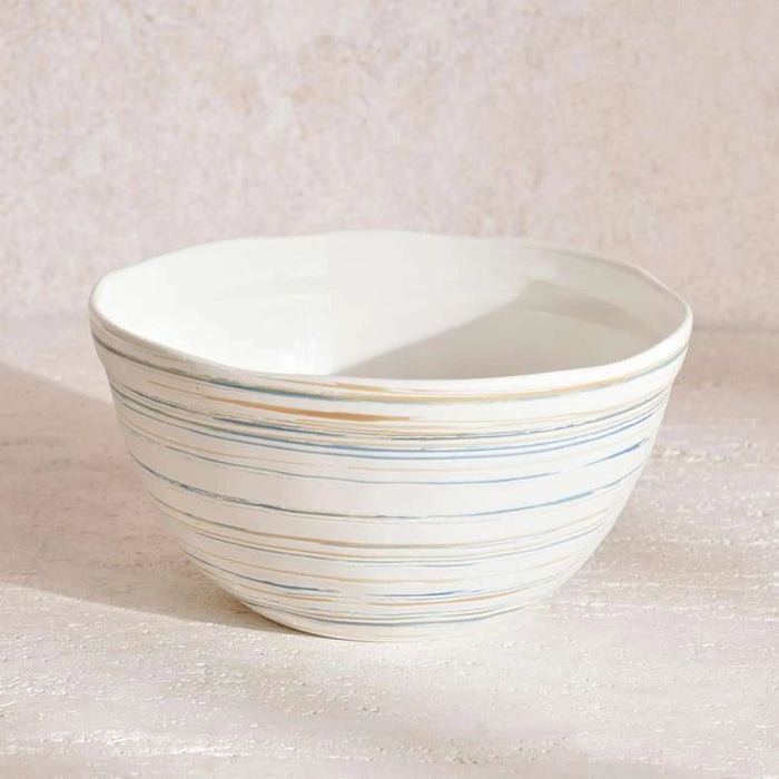 Cosette Spiral Textured Serving Bowl Dia20.7X10.9Cm - White & Blue