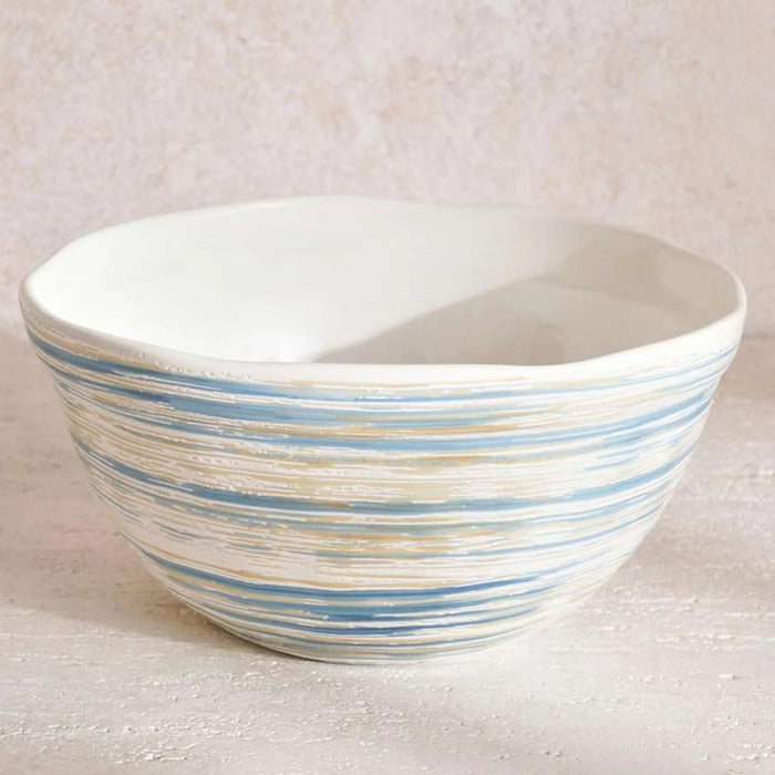 Cosette Spiral Textured Serving Bowl Dia25.5X12.9Cm - White & Blue