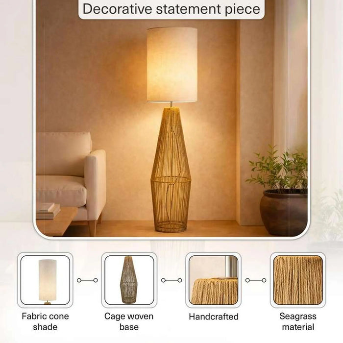 Costan E27 Seagrass Floor Lamp 29X136Cm - Natural