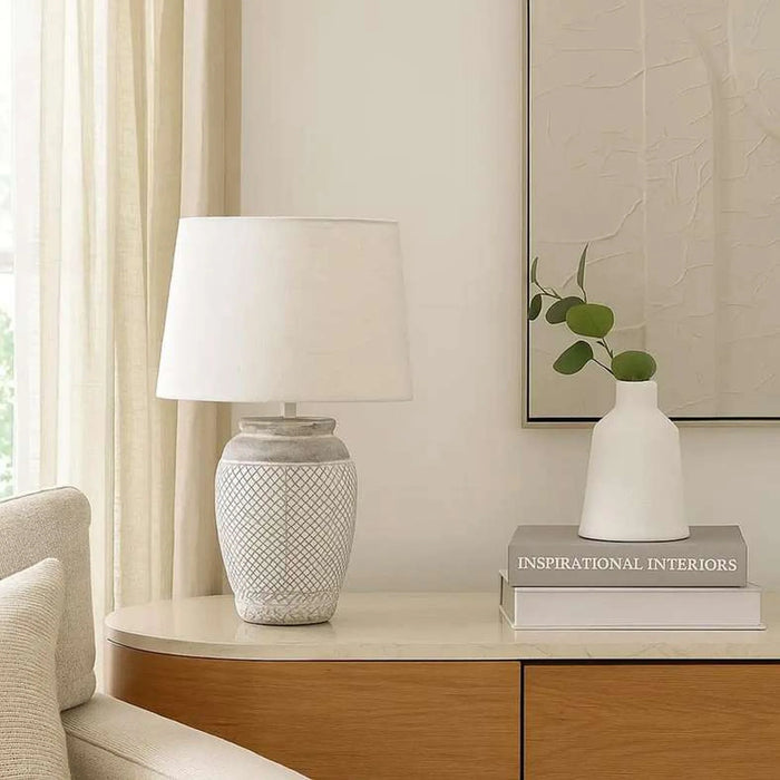 Cottage E27 Ceramic Table Lamp Dia 28X45Cm - Beige