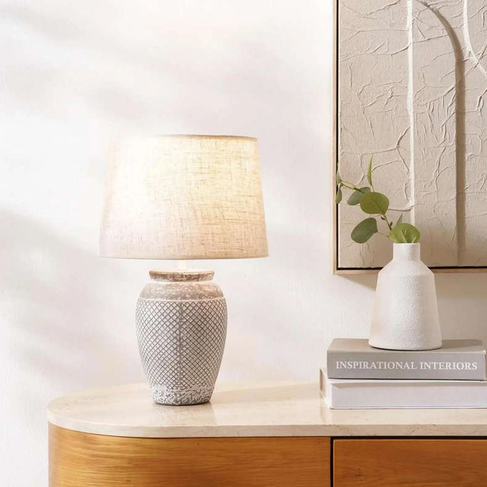 Cottage E27 Ceramic Table Lamp Dia 28X45Cm - Beige