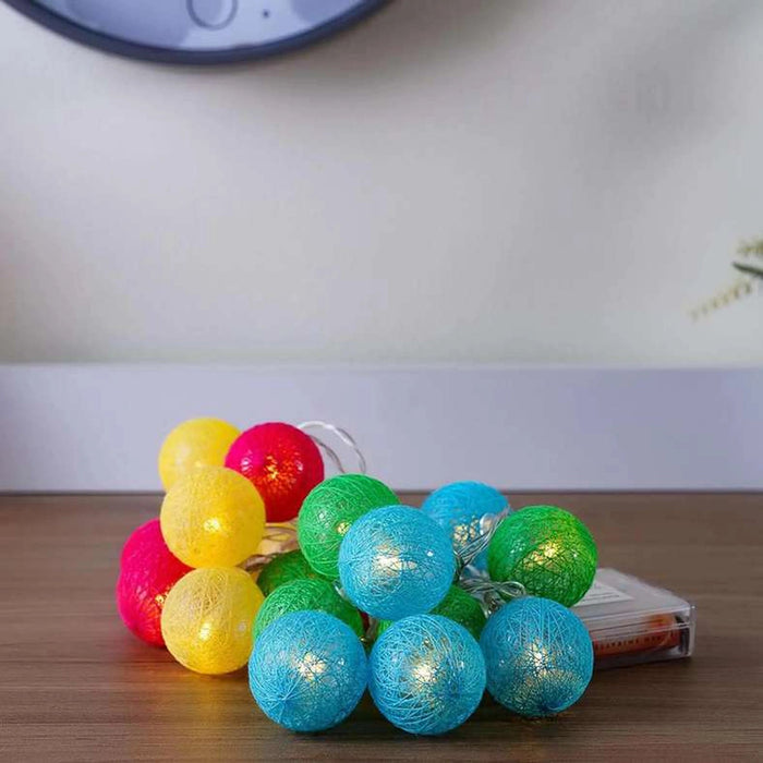 Cotton Ball 20 Led String Lights - Yellow Pan Home