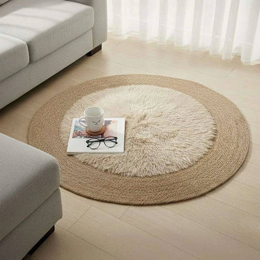 Cozy Corn Shaggy Round Rug 120Cm Round - Natural/Beige Pan Home