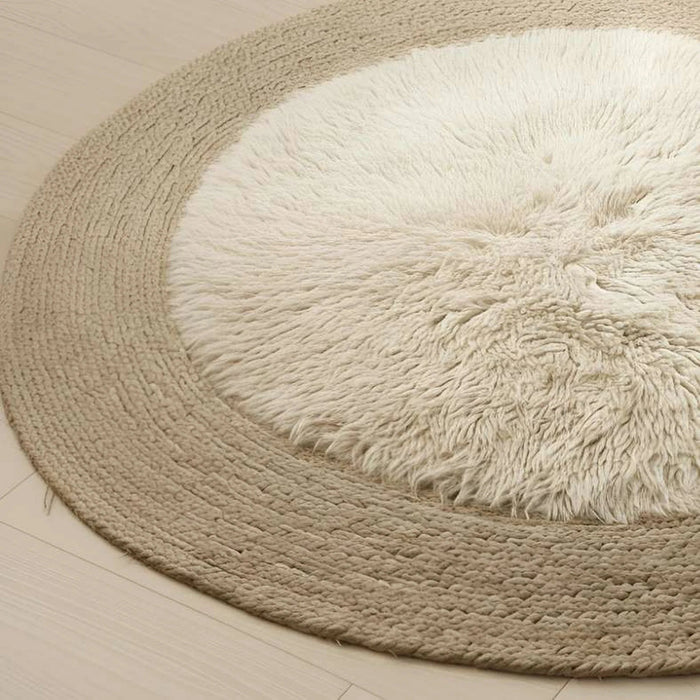 Cozy Corn Shaggy Round Rug 120Cm Round - Natural/Beige Pan Home