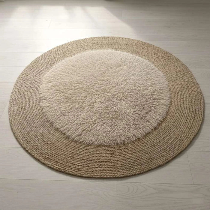 Cozy Corn Shaggy Round Rug 120Cm Round - Natural/Beige Pan Home